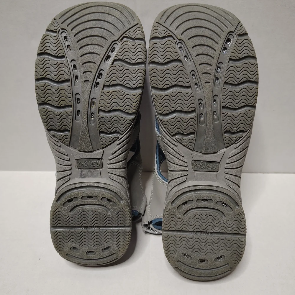 Khombu Water Hiking Gray Blue Women's Shoes Size 10 Medium Leather Upper